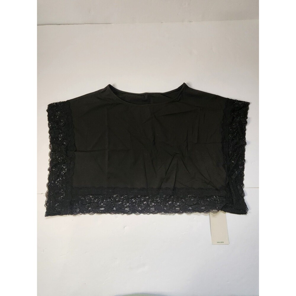 Halara Blouse Womens XS Black Lace Trimmed Fairycore Whimsigoth Coquette